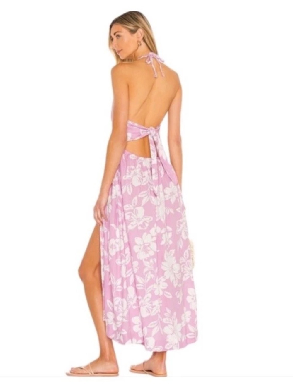 Free People Pink & White Floral Spaghetti-Strap Maxi Dress size S - Picture 3 of 16